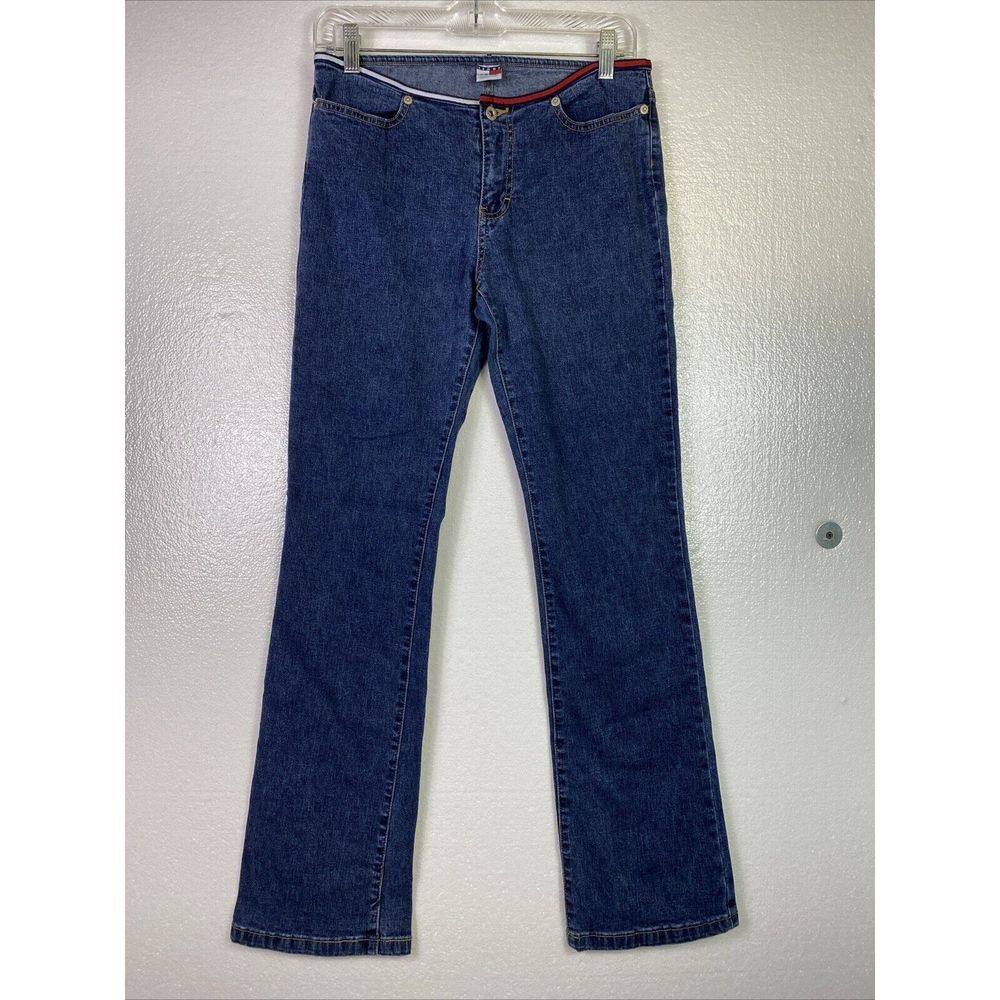 Vtg Tommy Hilfiger Jeans Womens Sz 7 Stretch Denim Boot cut Zip Mod Chic Pockets